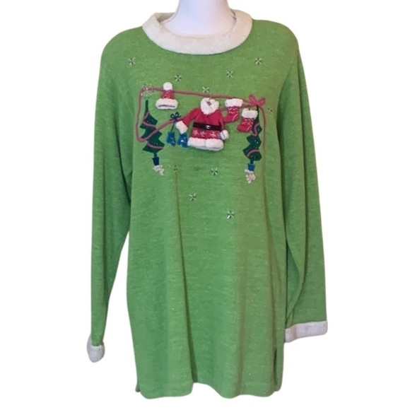 Vintage Design Options by Philip & Jane Gordon 3D Santa Christmas sweater, large - Picture 1 of 7